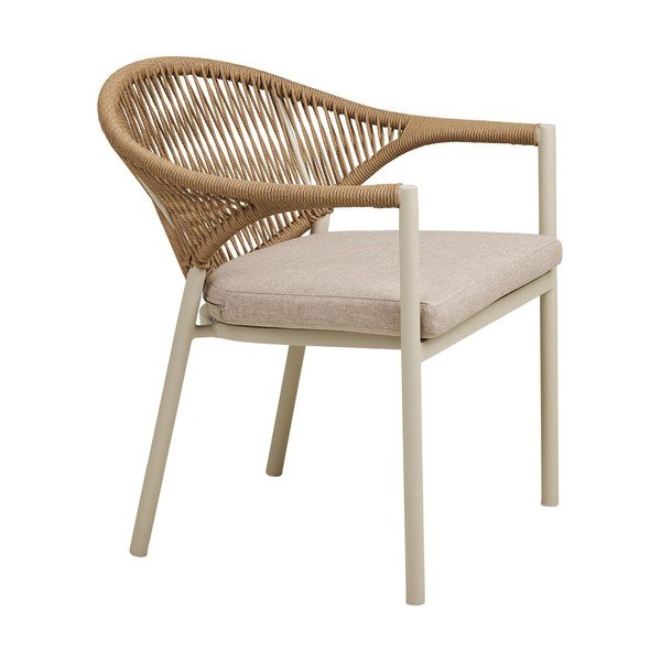 Béžová kovová/polstrovaná záhradná stolička Abela – House Nordic-image-3