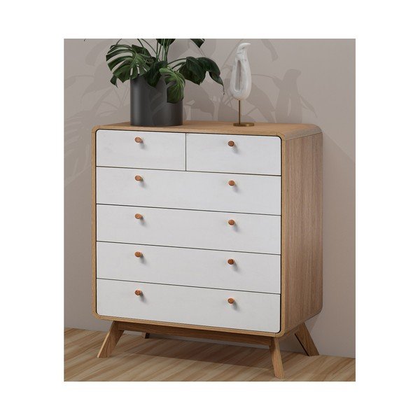 Vysoká komoda v dekore duba v bielo-prírodnej farbe 81x104 cm Caitlin – Støraa-image-1