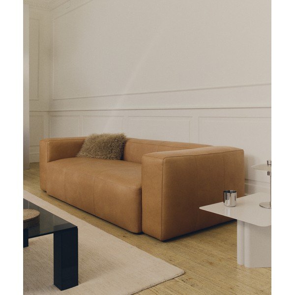 Hnedá kožená pohovka 240 cm Blok – Kave Home-image-1