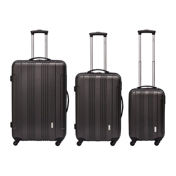Sada 3 tmavosivých cestovných kufrov Packenger Koffer
