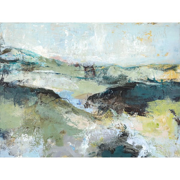 Obraz s ručne maľovanými prvkami 118x90 cm Green Mountain   – Malerifabrikken