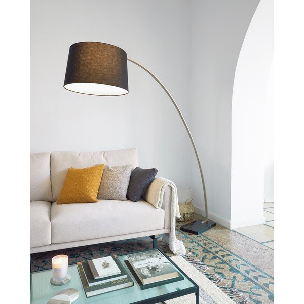 Čierna/v zlatej farbe stojacia lampa s textilným tienidlom (výška  210 cm) Juhe – Kave Home-image-2