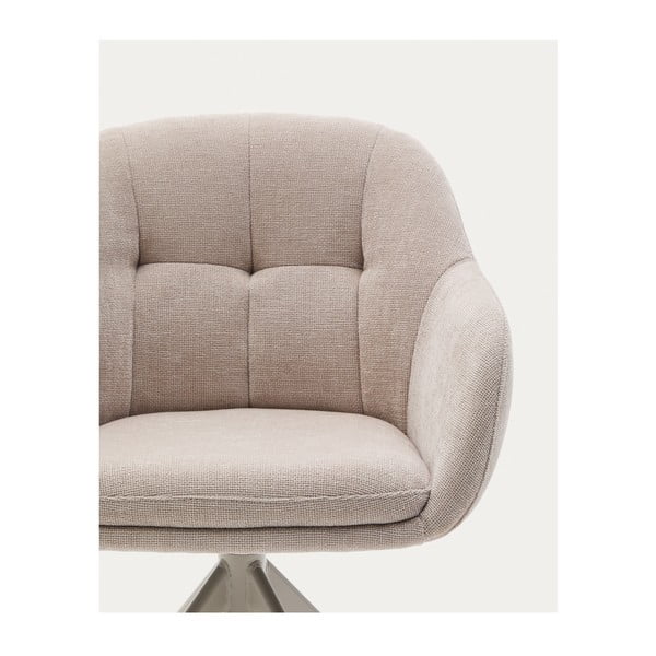 Béžové čalúnené jedálenské kreslo s podrúčkami Dorina – Kave Home-image-2