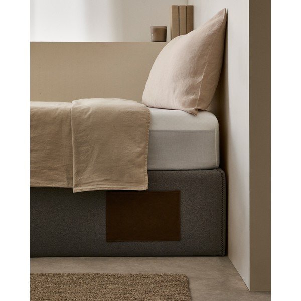 Čierna čalúnená dvojlôžková posteľ s úložným priestorom/bez čela 140x190 cm Matters – Kave Home-image-2