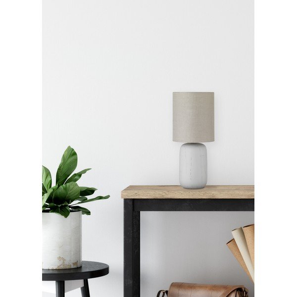 Sivá stolová lampa z keramiky a tkaniny Reality Clay, výška 35 cm-image-1