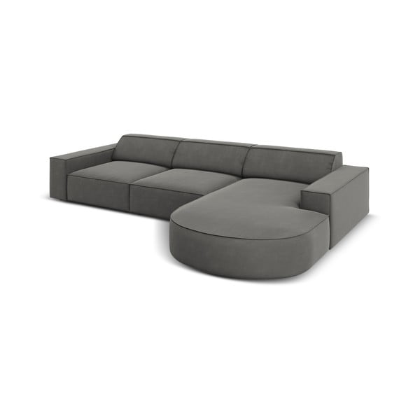 Sivá zamatová rohová pohovka (pravý roh) Jodie - Micadoni Home-image-4