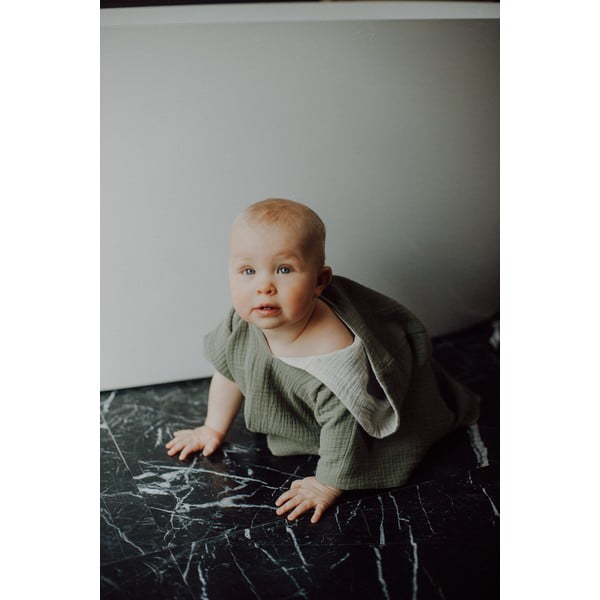 Kaki mušelínové detské pončo veľkosť M – Malomi Kids-image-2