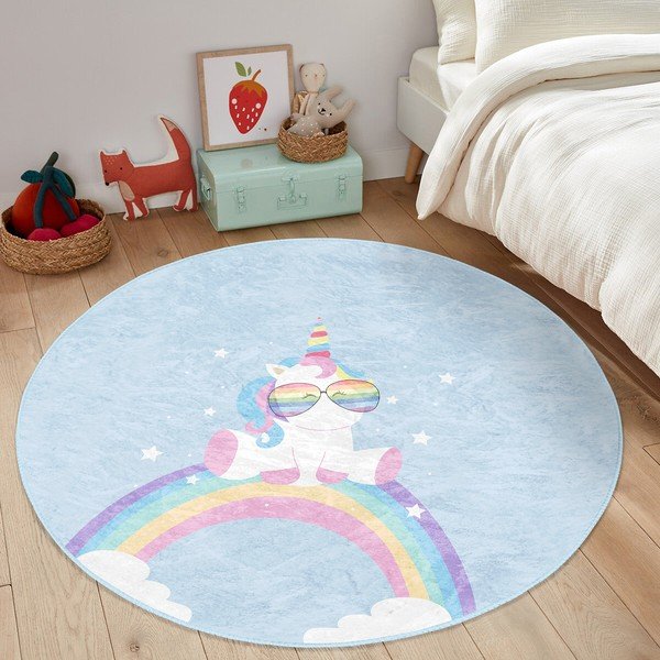 Svetlomodrý detský koberec ø 80 cm Comfort – Mila Home-image-4