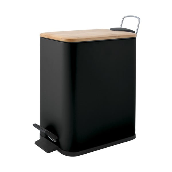 Matne čierny nášľapný oceľový odpadkový kôš 5 l Erik – Spirella-image-3