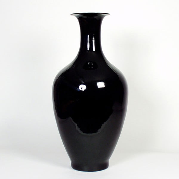 Čierna ručne vyrábaná porcelánová váza Pols Potten XXL, výška 90 cm
