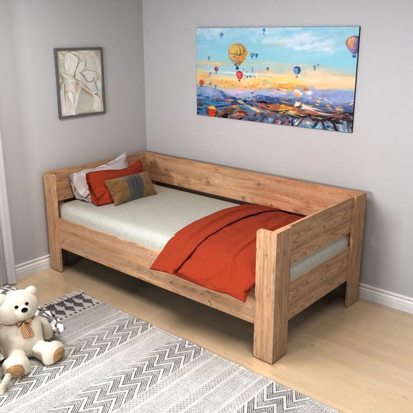 Jednolôžková posteľ v prírodnej farbe 90x190 cm Malina - Kalune Design-image-3