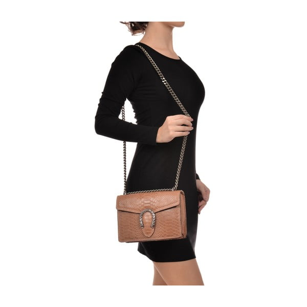 Koňakovohnedá kožená listová kabelka Renata Corsi Fiona-image-4