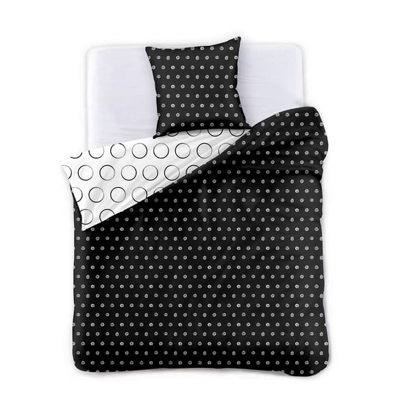 Čierno-biele obojstranné obliečky na jednolôžko z mikrovlákna DecoKing Hypnosis Dark Night, 200 x 135 cm