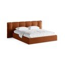 Čalúnená dvojlôžková posteľ s úložným priestorom s roštom 140x200 cm v terakotovej farbe Eric – Micadoni 
