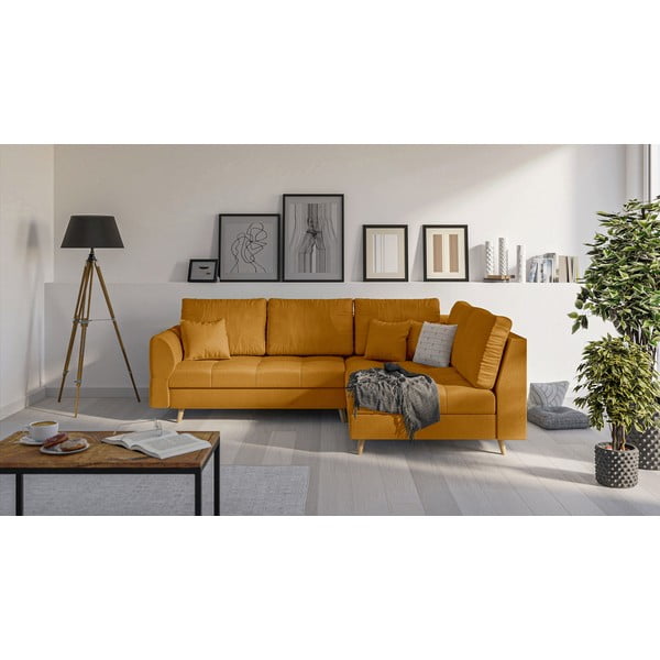 Rohová pohovka (pravý roh) v horčicovohnedej farbe Ariella - Ropez-image-2