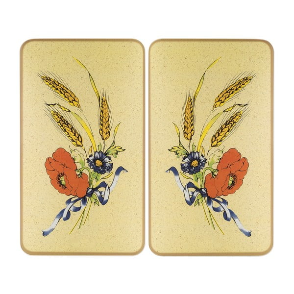 Kryty na sporák v súprave 2 ks z tvrdeného skla 52x30 cm Corn-Flowers - Maximex