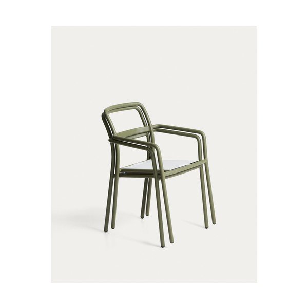 Zelená polstrovaná záhradná stolička Linosa – Kave Home-image-3