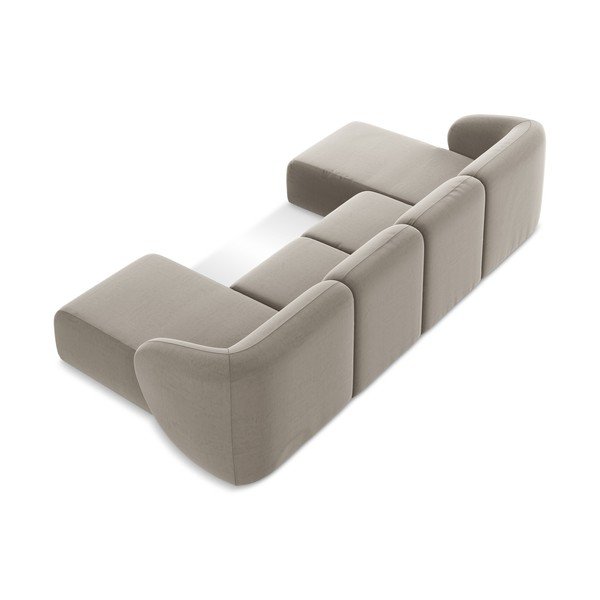 Svetlohnedá zamatová rohová pohovka (do tvaru "U") Lani – Makamii-image-3