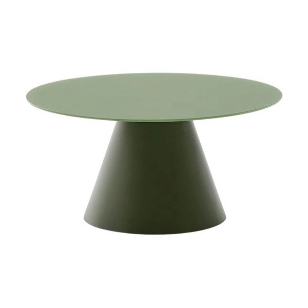 Zelený okrúhly konferenčný stolík so sklenenou doskou ø 80 cm Wilshire – Kave Home