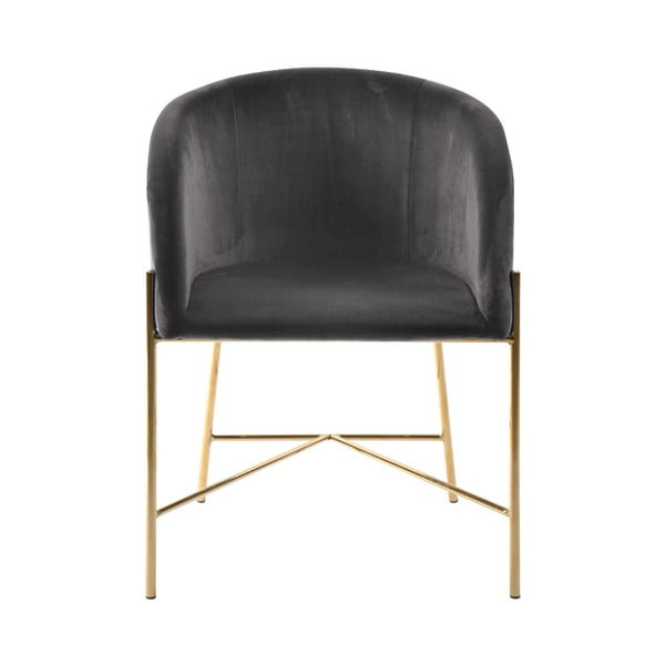 Tmavosivá stolička s nohami v zlatej farbe Interstil Nelson
