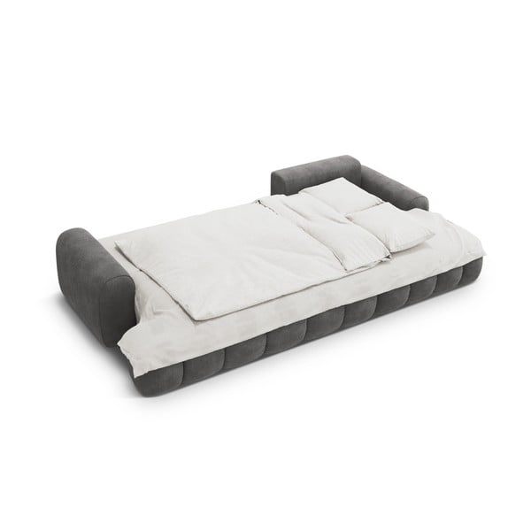 Sivá zamatová rozkladacia/s úložným priestorom rohová pohovka (pravý roh/s leňoškou) Linz – Cosmopolitan Design-image-4