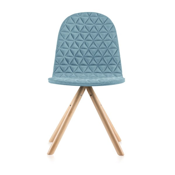 Svetlomodrá stolička s prírodnými nohami IKER Mannequin Triangle