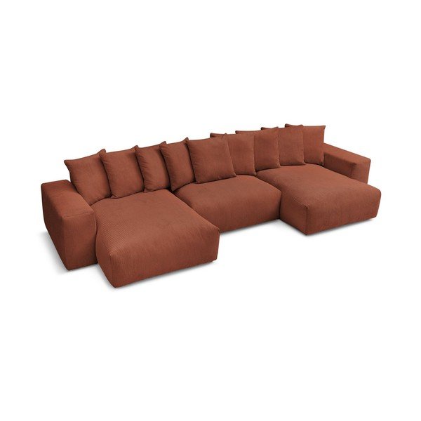 Menčestrová rohová pohovka v tehlovej farbe Voltaire – Bobochic Paris-image-4