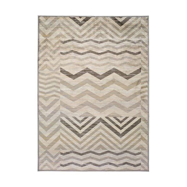 Sivý koberec z viskózy Universal Belga Zig Zag, 70 x 220 cm