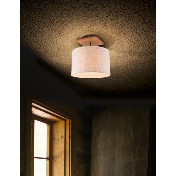 Svetlosivé stropné svietidlo s textilným tienidlom Elmau – Trio-image-1