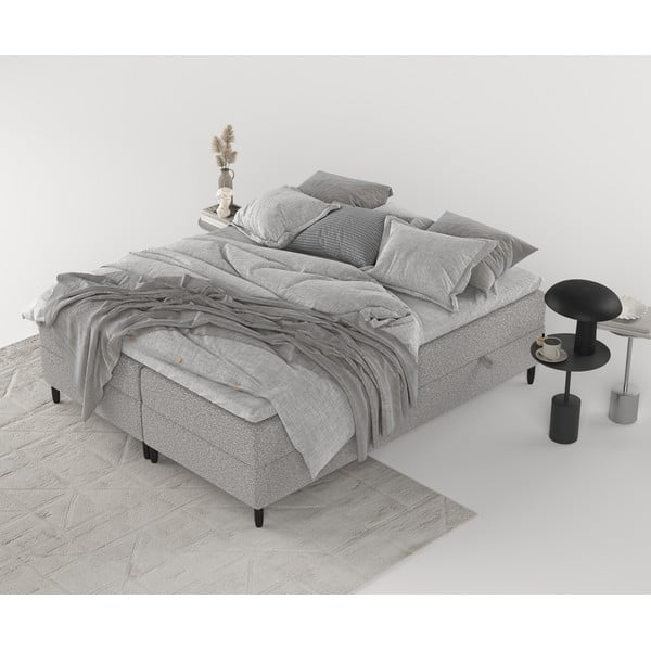 Sivá boxspring posteľ s úložným priestorom 200x200 cm Malte – Maison de Rêve-image-3