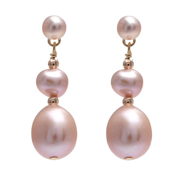 Náušnice z riečnych perál GemSeller Foetida, ružové perly