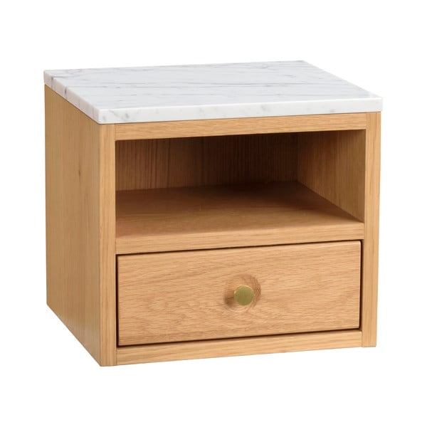 Nočný stolík s doskou v dekore mramoru v prírodnej farbe Whitmore – Rowico-image-2