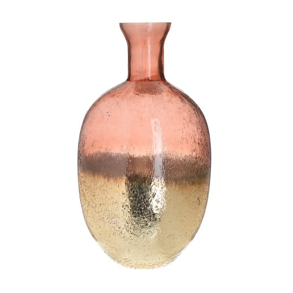 Ružovo-zlatá sklenená váza InArt Crackles, výška 38 cm