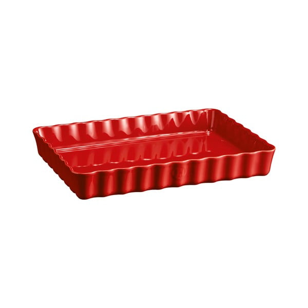 Červená obdĺžniková koláčová forma Emile Henry, 24 × 34 cm