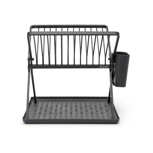 Tmavosivý kovový dvojposchodový odkvapkávač 37x33 cm – Brabantia