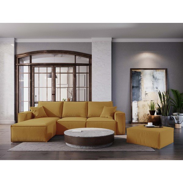 Žltý puf Cosmopolitan Design Miami, 65 × 65 cm-image-1
