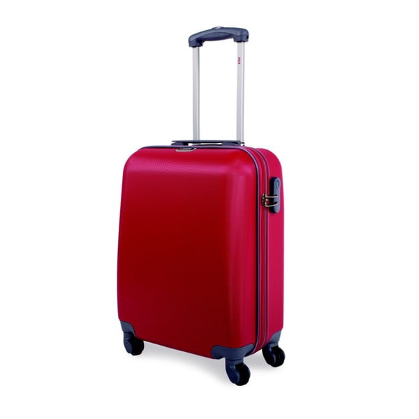 Červený cestovný kufor na kolieskach Arsamar Jones, výška 50 cm