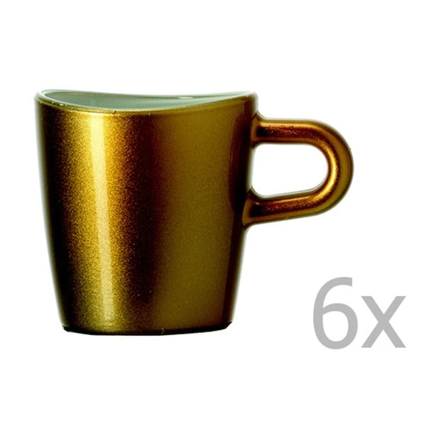 Sada 6 zlatých metalických hrnčekov na espresso LEONARDO Loop, 75 ml