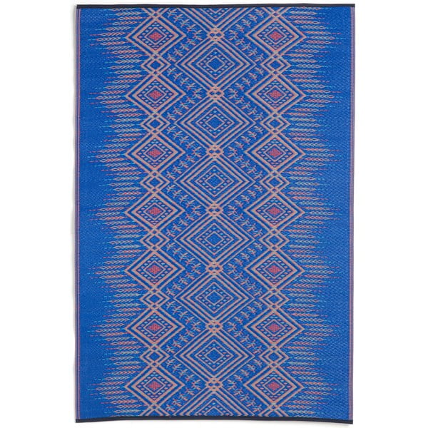 Modrý obojstranný vonkajší koberec z recyklovaného plastu Fab Hab Jodhpur Multi Blue, 90 x 150 cm