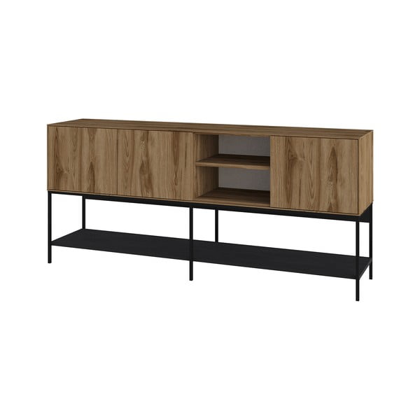 Komoda v dekore duba v čierno-prírodnej farbe 180x80x40 cm Amira – Marckeric