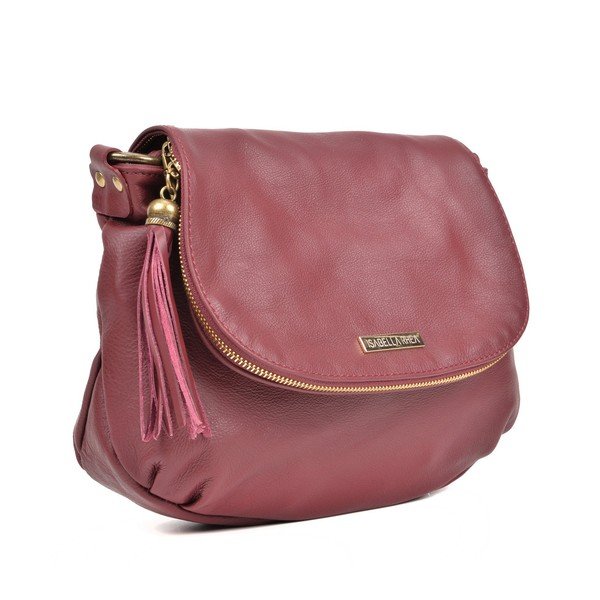 Vínovočervená kožená crossbody kabelka Isabella Rhea Martín-image-4