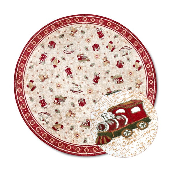 Červený okrúhly koberec s vianočným motívom s prímesou bavlny ø 160 cm Toy's Delight Red Christmas – Villeroy&Boch