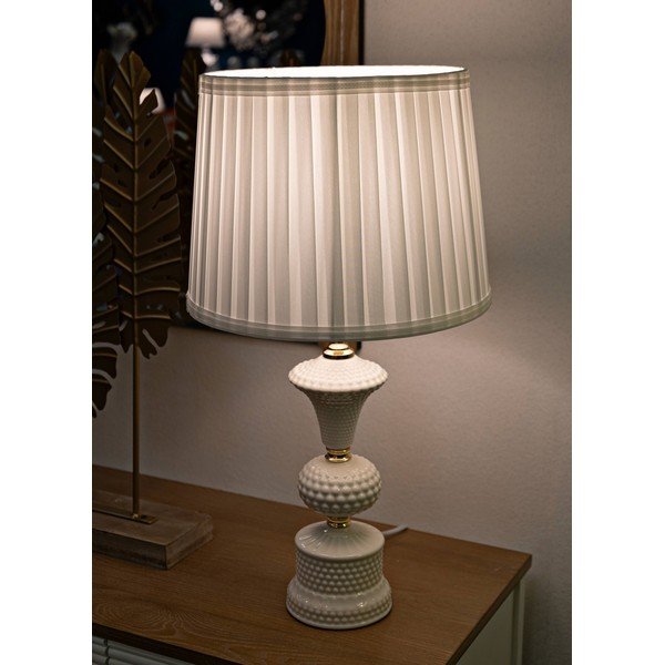 Biela stolová lampa s textilným tienidlom (výška 57 cm) Caserta – Mauro Ferretti-image-1