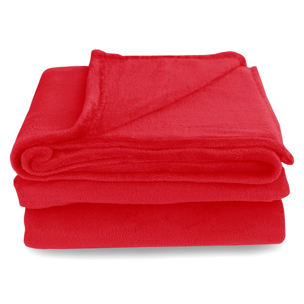 Červená deka z mikrovlákna DecoKing Mic, 200 × 220 cm
