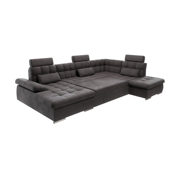 Antracitová rozkladacia/s úložným priestorom rohová pohovka (pravý roh/do "U") Merkur – Ropez-image-2