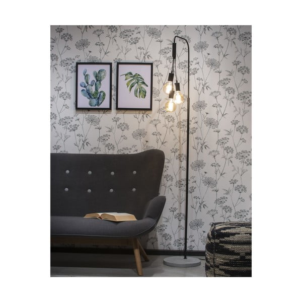 Čierno-sivá stojacia lampa s kovovým tienidlom (výška 190 cm) Oslo – it's about RoMi-image-1