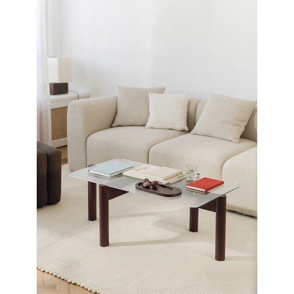 Vínovočervený konferenčný stolík so sklenenou doskou 55x105 cm Kob – noo.ma-image-1