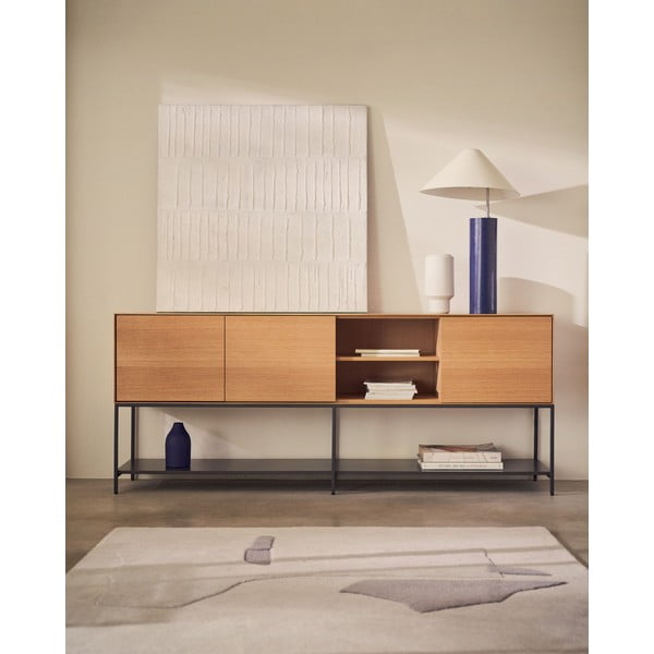 Nízka komoda v dekore duba v prírodnej farbe 195x80 cm Vedrana – Kave Home-image-1