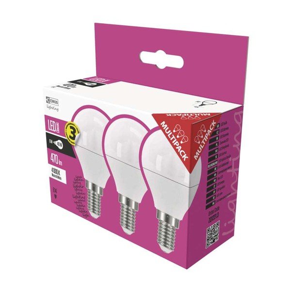 Súprava 3 LED žiaroviek EMOS Classic Mini Globe Neutral White, 5W E14-image-1