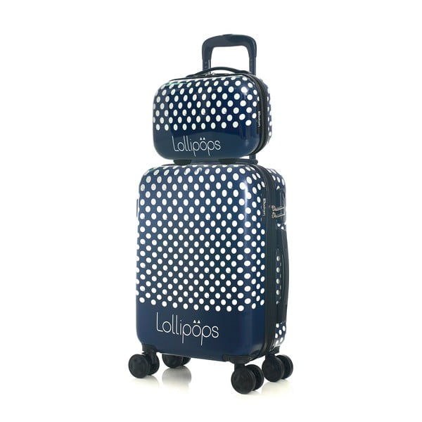 Set modrého kufra na 4 kolieskach a menšieho kufríka Lollipops Penny-image-4